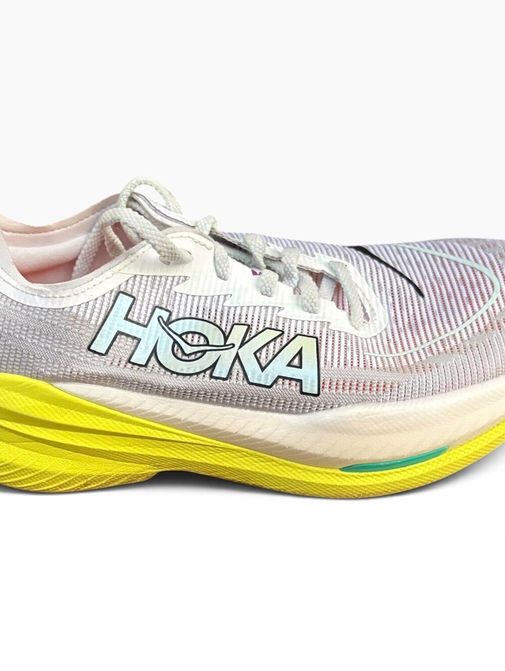 Hoka One One Mach X 2 Running Shoes Size Men's 8D White Neon Green Gym